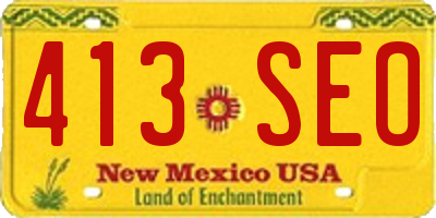 NM license plate 413SEO
