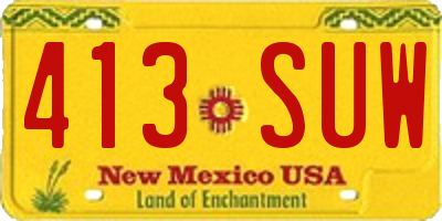 NM license plate 413SUW