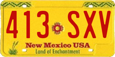 NM license plate 413SXV