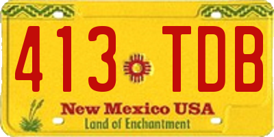 NM license plate 413TDB