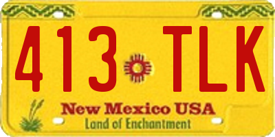 NM license plate 413TLK