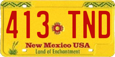 NM license plate 413TND