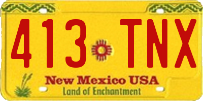 NM license plate 413TNX