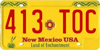 NM license plate 413TOC