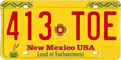 NM license plate 413TOE