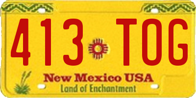 NM license plate 413TOG