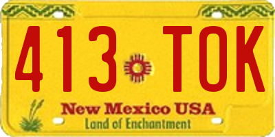 NM license plate 413TOK