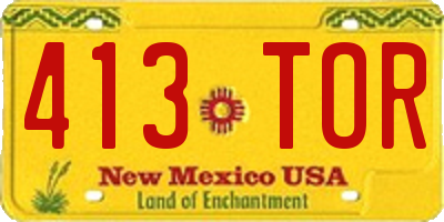 NM license plate 413TOR