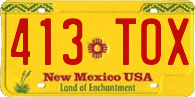 NM license plate 413TOX