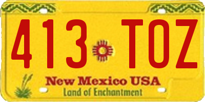 NM license plate 413TOZ