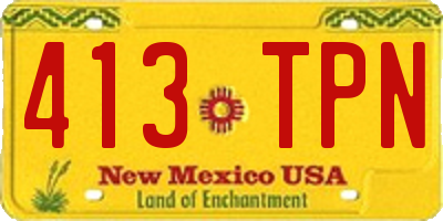 NM license plate 413TPN