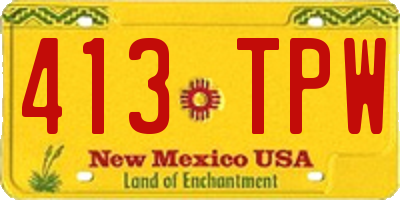 NM license plate 413TPW