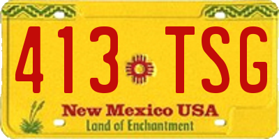NM license plate 413TSG