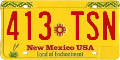 NM license plate 413TSN