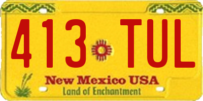 NM license plate 413TUL