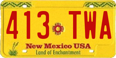 NM license plate 413TWA