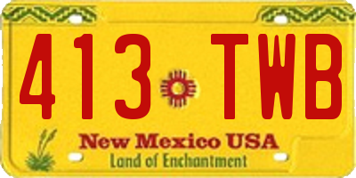 NM license plate 413TWB