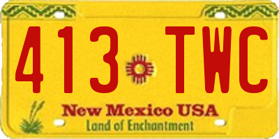 NM license plate 413TWC
