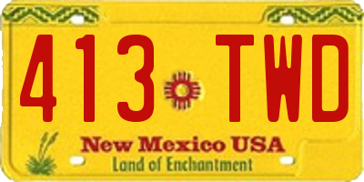 NM license plate 413TWD
