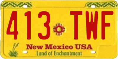 NM license plate 413TWF