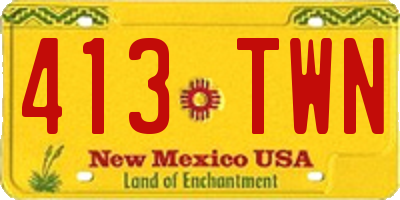 NM license plate 413TWN