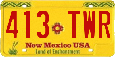 NM license plate 413TWR