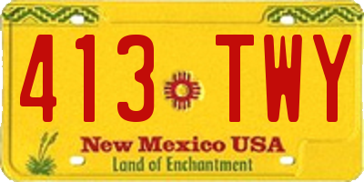 NM license plate 413TWY