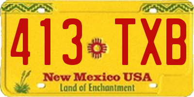 NM license plate 413TXB