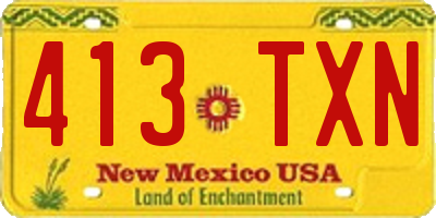 NM license plate 413TXN