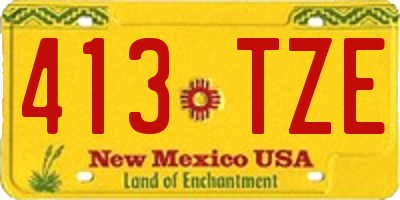 NM license plate 413TZE