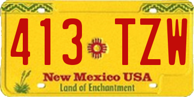NM license plate 413TZW