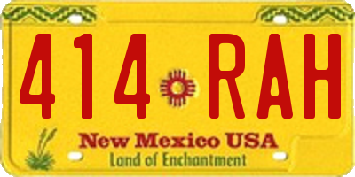 NM license plate 414RAH