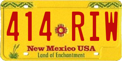 NM license plate 414RIW