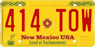 NM license plate 414TOW