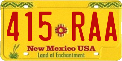 NM license plate 415RAA