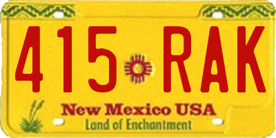 NM license plate 415RAK