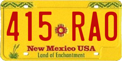 NM license plate 415RAO
