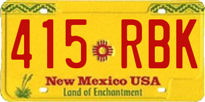 NM license plate 415RBK