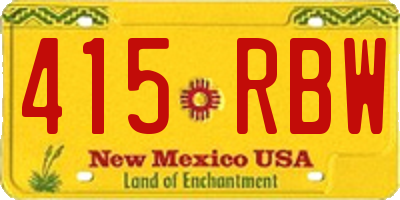 NM license plate 415RBW