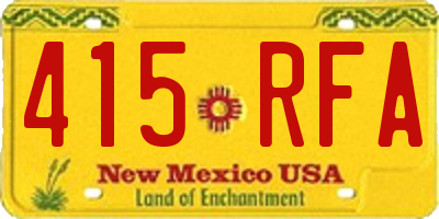 NM license plate 415RFA