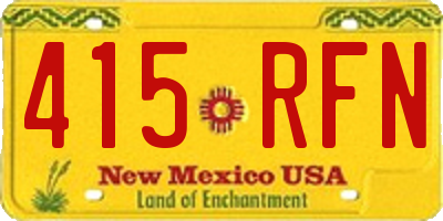 NM license plate 415RFN