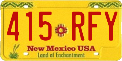 NM license plate 415RFY