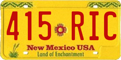 NM license plate 415RIC