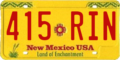 NM license plate 415RIN