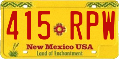 NM license plate 415RPW