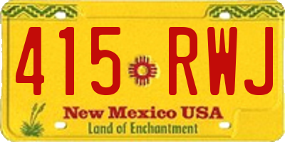 NM license plate 415RWJ
