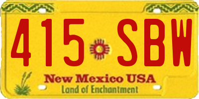 NM license plate 415SBW