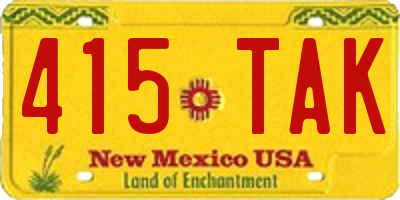 NM license plate 415TAK