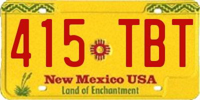 NM license plate 415TBT