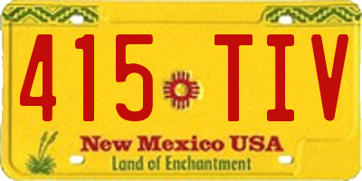 NM license plate 415TIV